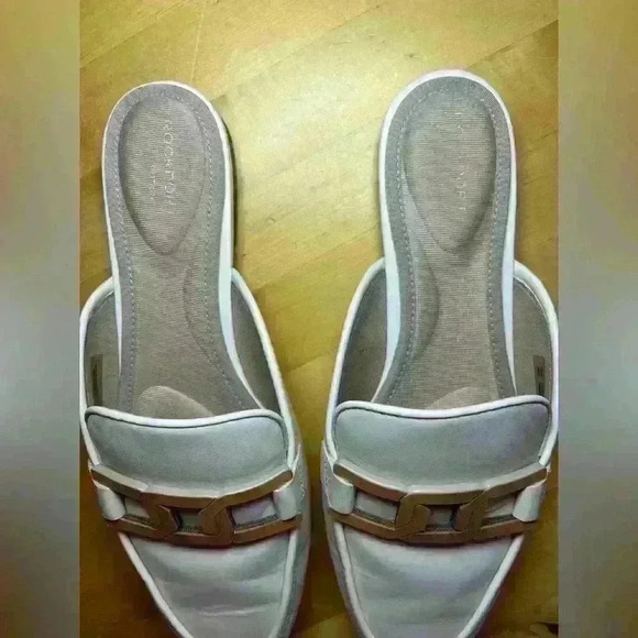 Rockport Total Motion Laylani Cream White Chain Link Mule Slides Flats Sz 6.5 - Picture 5 of 9